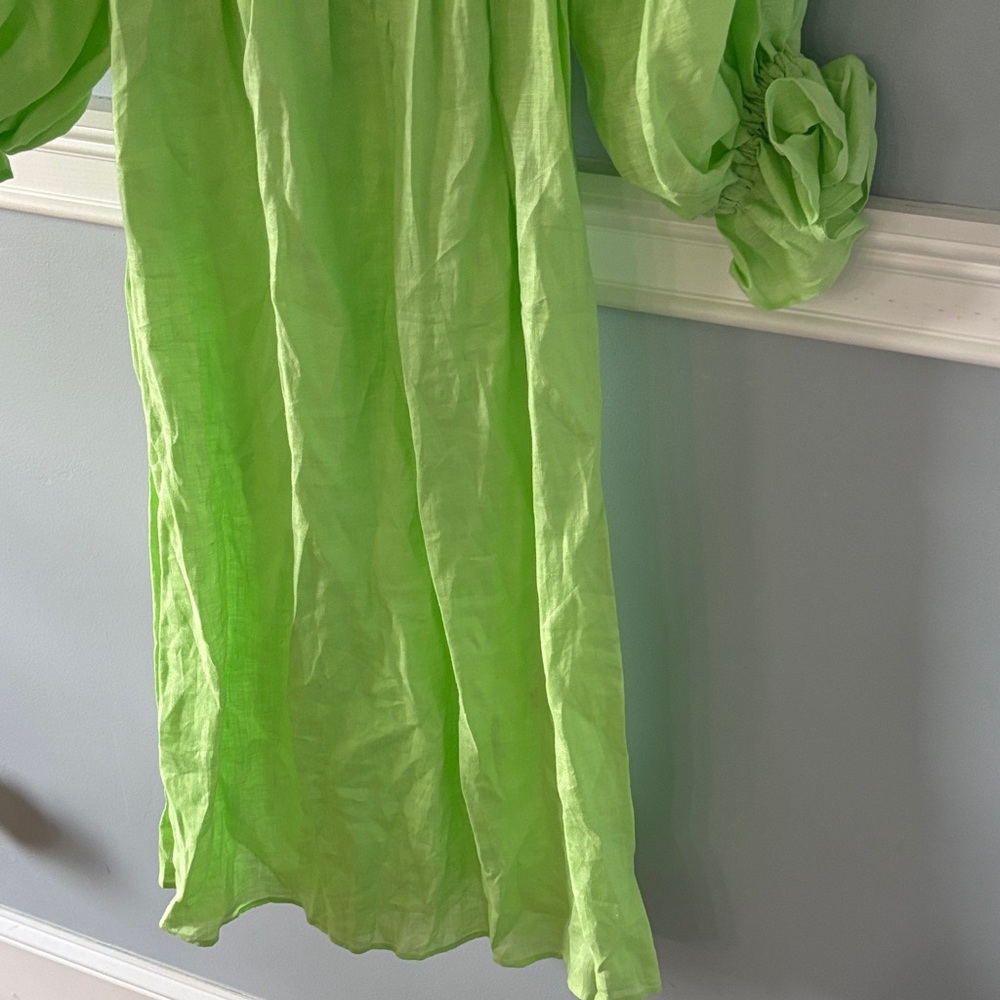 Sleeper Lime Green Off-Shoulder Midi Dress - Picture 6 of 8